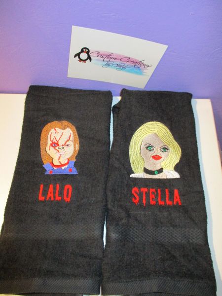 Chucky Doll & Tiffany Child's Play Horror Kitchen Towels Hand Towels 2 piece set