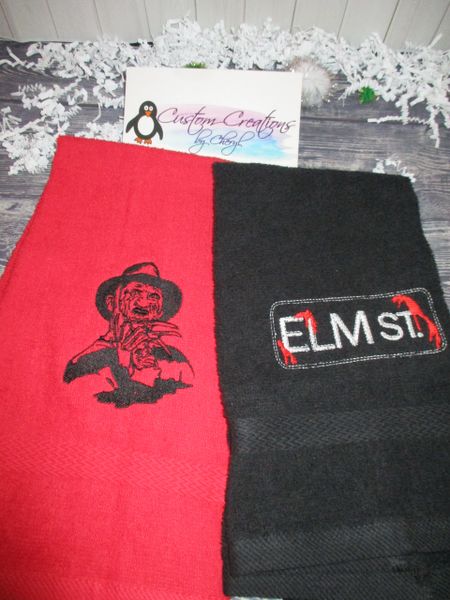 Freddy Face & Elm St. Sign Horror Kitchen Towels Hand Towels 2 piece set