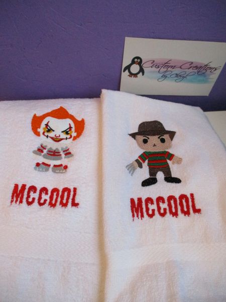 Freddy & Pennywise Horror Kitchen Towels Hand Towels 2 piece set