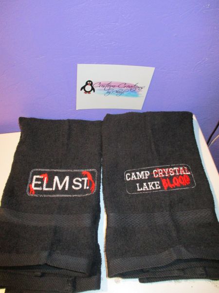 Camp Crystal Lake & Elm St. Sign Horror Kitchen Towels Hand Towels 2 piece set