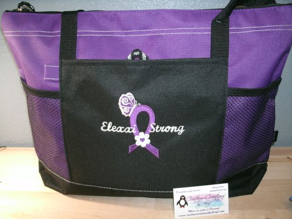 Preemie Awareness Purple Ribbon Butterfly Personalized Awareness Cancer Ribbon Tote Bag