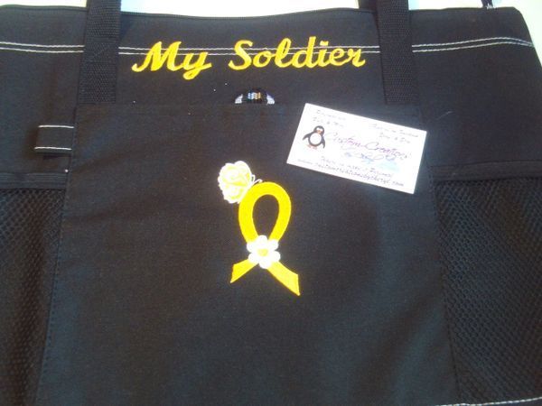 Childhood Cancer Yellow Ribbon Butterfly Personalized Awareness Cancer Ribbon Tote Bag
