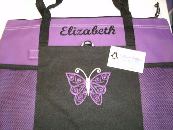 Purple Butterfly Sketch Personalized Tote Bag Lupus Awareness Preemie Awareness