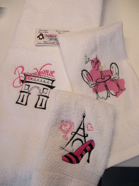 Paris Themed Eiffel Tower Paris Personalized Towel Set