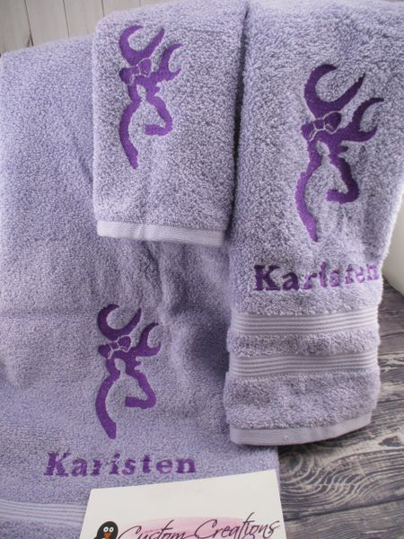 Browning Doe Deer Personalized 3 piece Towel Set Hunters Gift