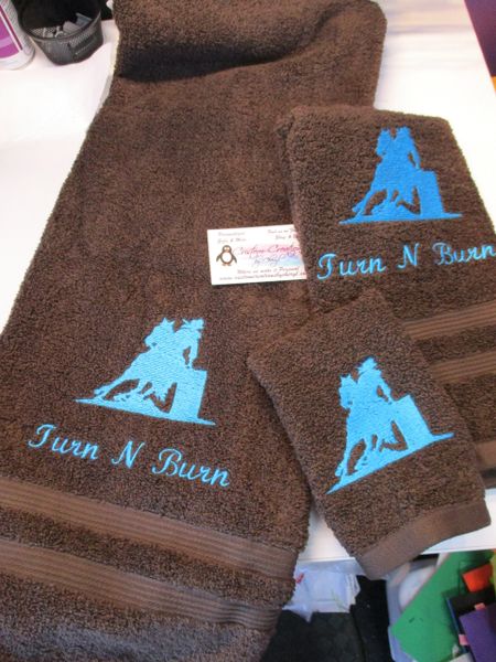 Barrel Racer Western Personalized 3 piece Towel Set