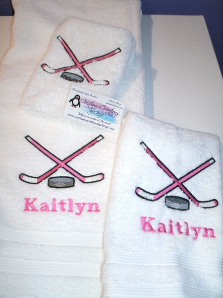 Hockey Sticks Personalized 3 Piece Sports Towel Set