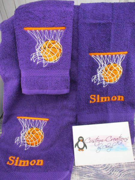 Basketball Hoops Personalized 3 Piece Sports Towel Set