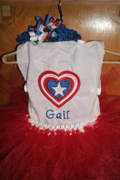 Captain America Heart Logo Superhero Personalized Tutu Set