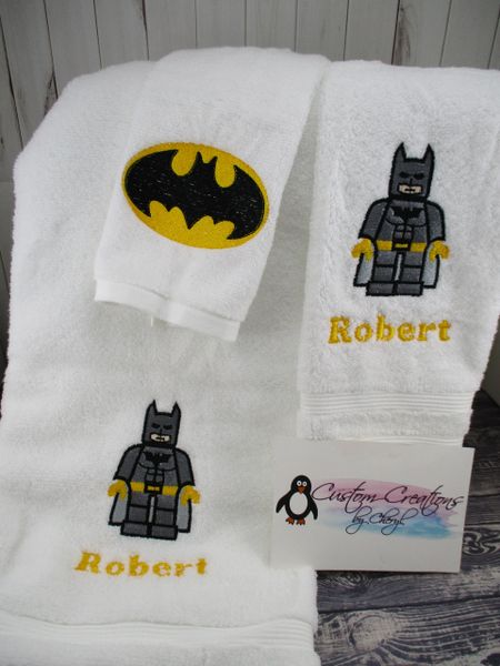 Batman Lego Personalized 3 piece Superhero Towel Set
