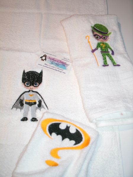Batman & Riddler Personalized 3 piece Superhero Towel Set