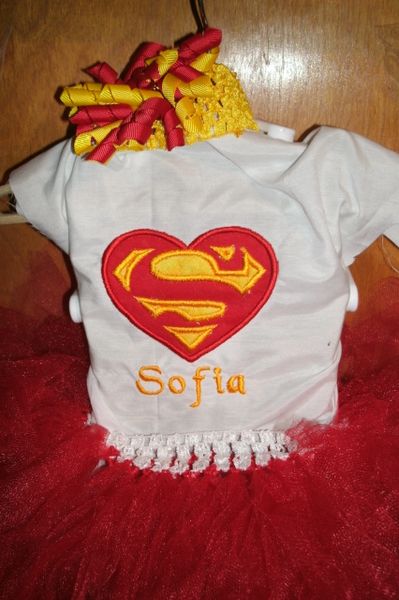 Superman Heart Logo Superhero Personalized Tutu Set