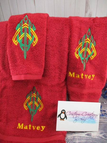 Auqaman Logo Personalized 3 piece Superhero Towel Set