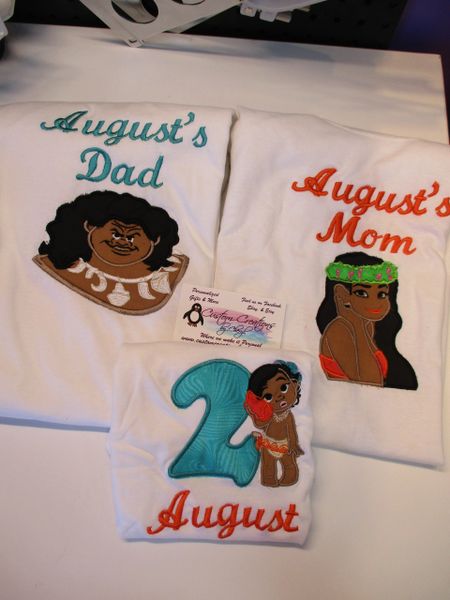 Moana Faces Birthday Set Mom, Dad & Birthday Child Personalized Birthday Couples Shirts