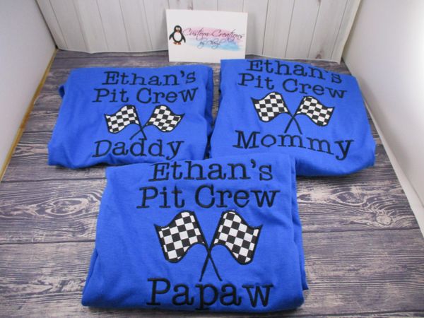 Pit Crew Birthday Set Mom, Dad & Birthday Child Personalized Birthday Couples Shirts