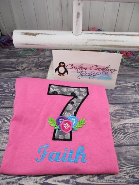 Floral Number Personalized Birthday Shirt Birthday