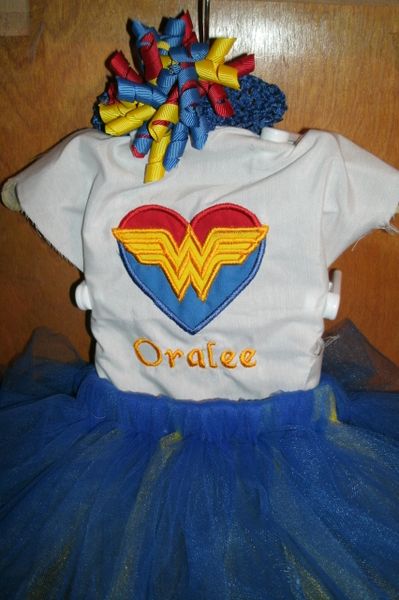 Wonder Woman Heart Logo Superhero Personalized Tutu Set