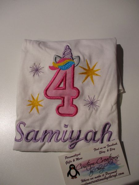Unicorn Birthday Number Personalized Birthday Shirt