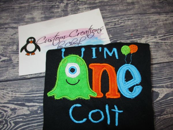 One Monster 1st Birthday Personalized Birthday Shirt Donut Birthday Party