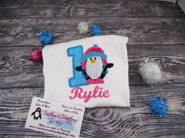 Penguin Personalized 1st Birthday Shirt Birthday