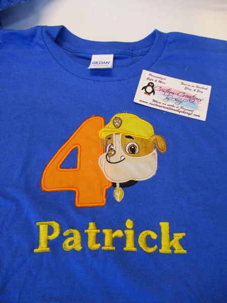 Construction Puppy Dog Face Personalized Birthday Shirt Superhero Birthday shirt