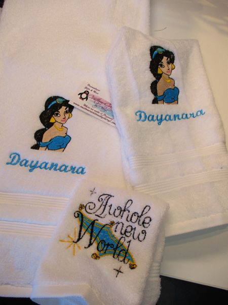 Aladdin Princess Jasmine Face Personalized Towel Set