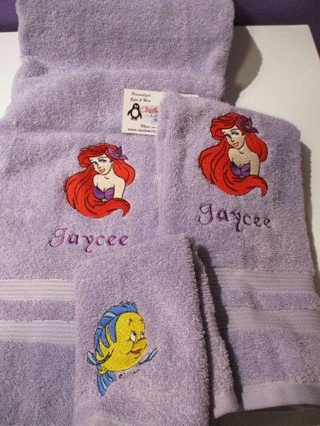 Little Mermaid Ariel Face Personalized Towel Set