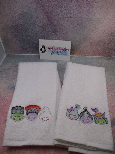 Halloween Sketch Tri mix Personalized Kitchen Towels Hand Towels 2 piece set