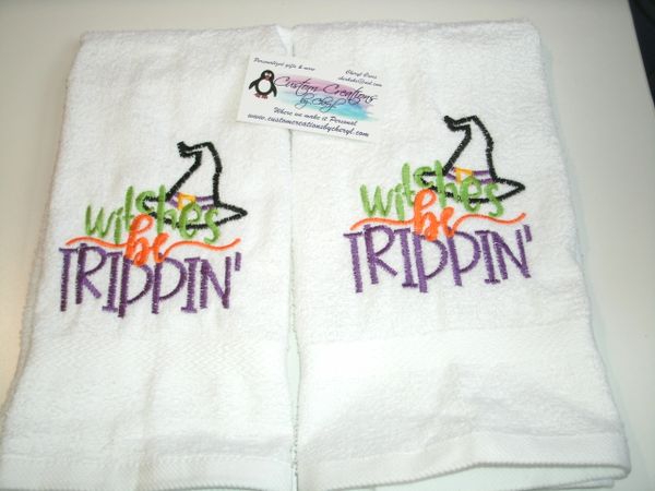 Witches be Trippin Personalized Kitchen Towels Hand Towels 2 piece set