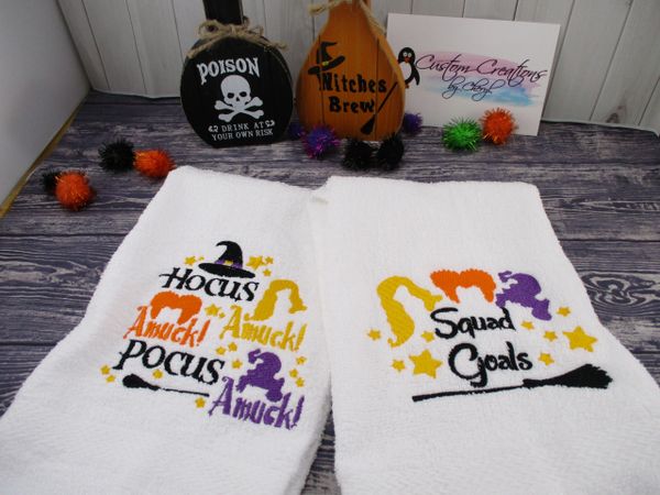Hocus Pocus Amuck Amuck Amuck & Squad Goals Personalized Kitchen Towels Hand Towels 2 piece set