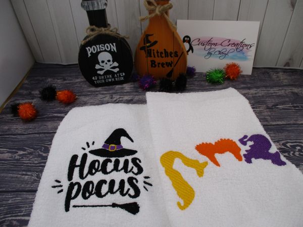 Hocus Pocus & Witches Hair Trio Personalized Kitchen Towels Hand Towels 2 piece set