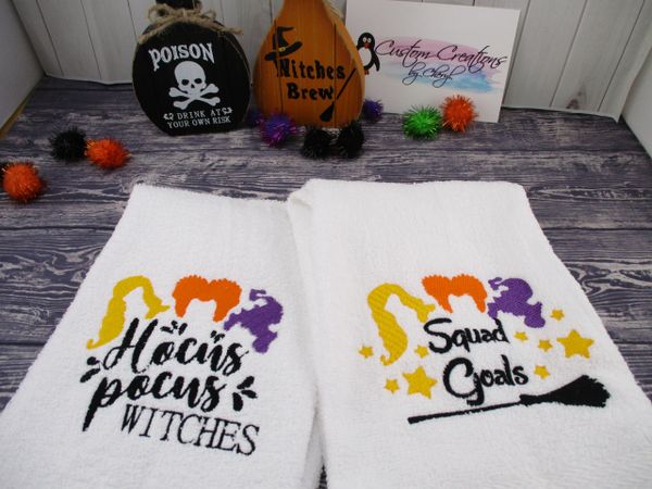 Hocus Pocus Witches & Squad Goals Personalized Kitchen Towels Hand Towels 2 piece set