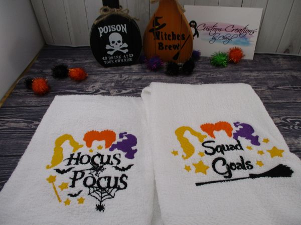 Hocus Pocus & Squad Goals Personalized Kitchen Towels Hand Towels 2 piece set