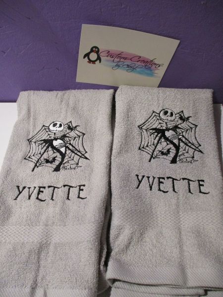 Nightmare Jack Spiderweb Personalized Kitchen Towels Hand Towels 2 piece set