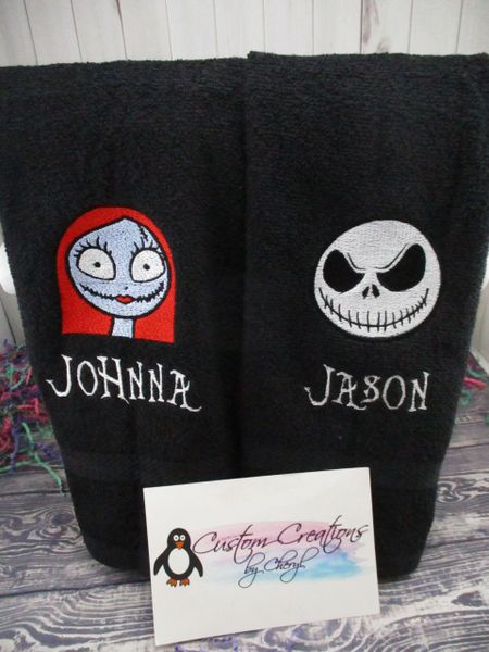Nightmare Jack & Sally Face Personalized Kitchen Towels Hand Towels 2 piece set
