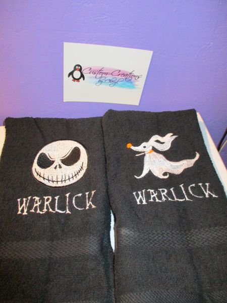 Nightmare Jack & Zero Personalized Kitchen Towels Hand Towels 2 piece set
