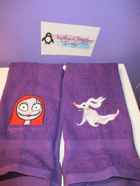 Nightmare Sally & Zero Personalized Kitchen Towels Hand Towels 2 piece set