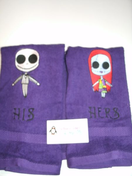 Nightmare Jack & Sally Dolls Personalized Kitchen Towels Hand Towels 2 piece set