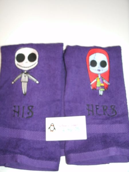 Nightmare Jack & Sally Dolls Personalized Kitchen Towels Hand Towels 2 piece set