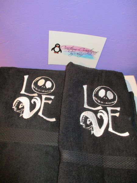 Nightmare Jack & Sally Love Personalized Kitchen Towels Hand Towels 2 piece set