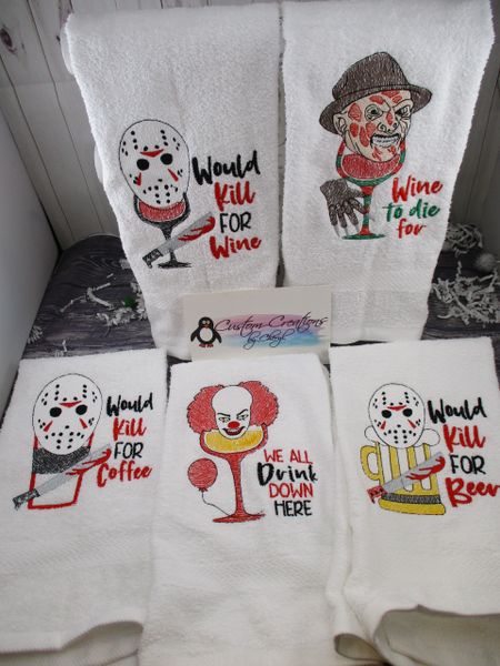 Horror Drink Set Kitchen Towels Hand Towels 2 piece set