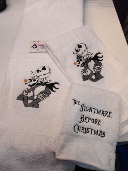 Nightmare Jack & Zero Personalized 3 Piece Bath Towel Set