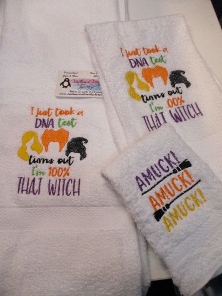 Hocus Pocus Witch Sisters DNA Test Personalized 3 Piece Bath Towel Set