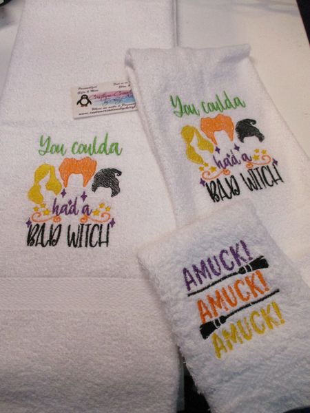 Hocus Pocus Witch Sisters Bad Witch Personalized 3 Piece Bath Towel Set