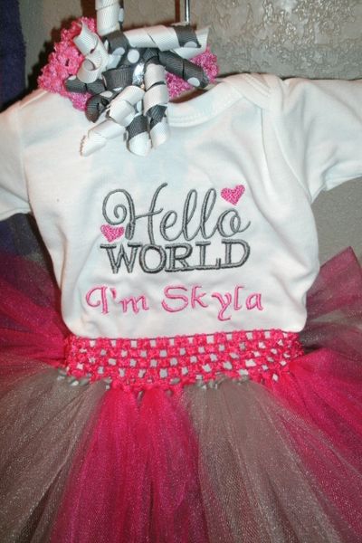 Hello World Newborn Personalized Tutu Set