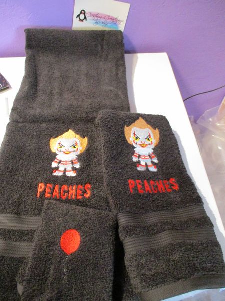 Pennywise IT Horror Clown Personalized 3 Piece Bath Towel Set