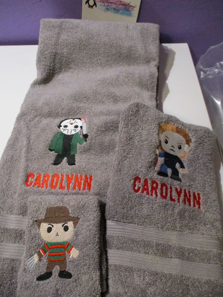 Horror Mix jason Michael Freddy Personalized 3 Piece Bath Towel Set