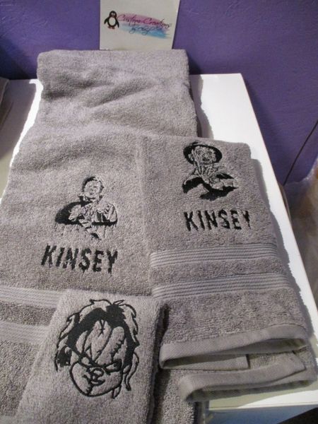 Horror face sketch Mix michael chucky Freddy Personalized 3 Piece Bath Towel Set