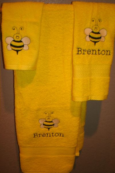 Bumble Bee 3 piece Personalized bath Towel Set