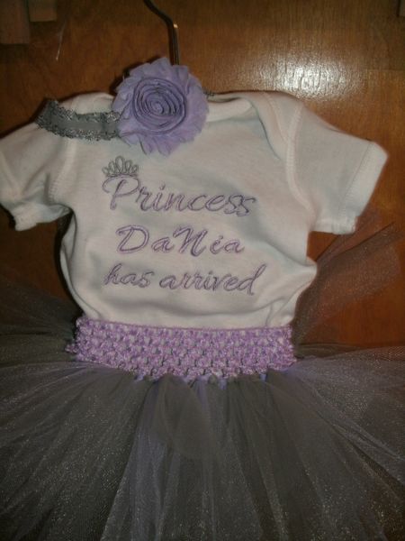 Princess has Arrived Lavender and Gray Personalized Tutu Set